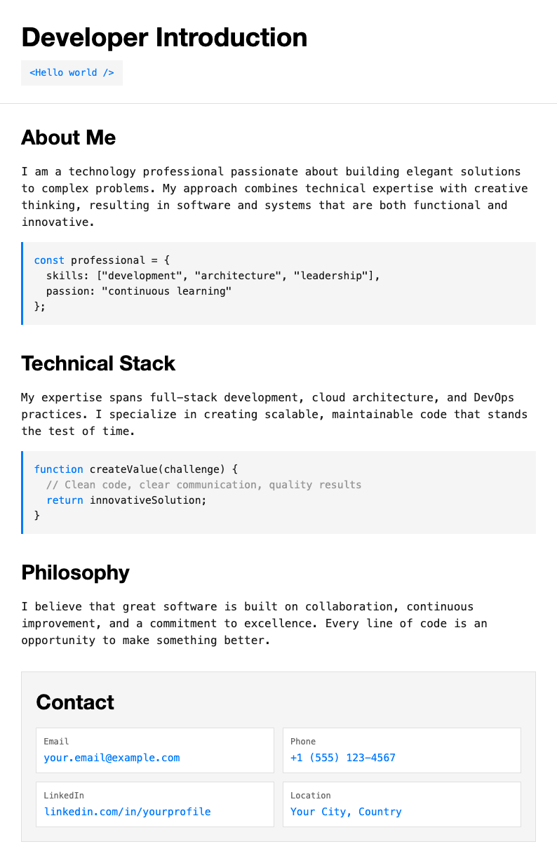 Tech minimalist self introduction